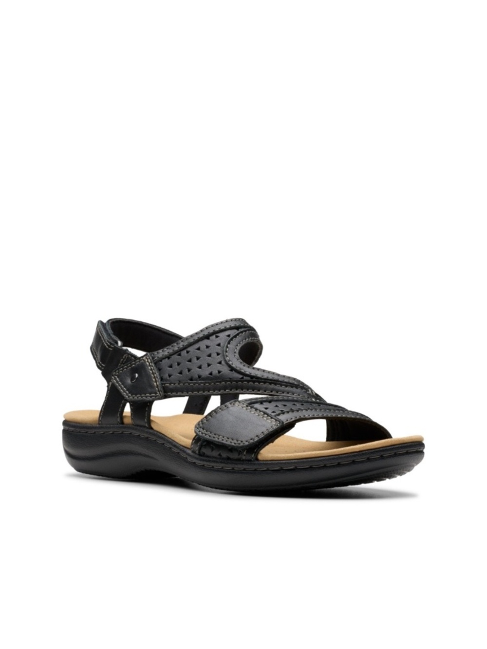 Clarks Women's Laurieann Faye Slip on Flat Sandals - Black Leather